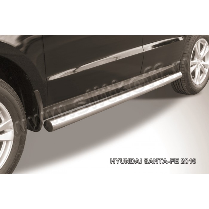 Пороги труба 76 мм для Hyundai Santa Fe 2010-2012 артикул HSFN007