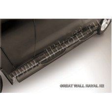 Пороги труба с накладками 76 мм чёрная для Haval H2 2014-2022