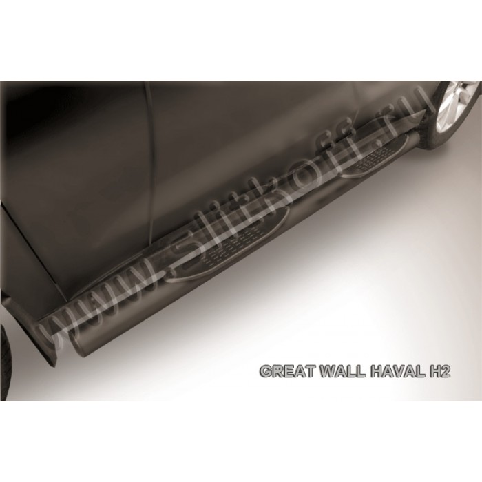 Пороги труба с накладками 76 мм чёрная для Haval H2 2014-2021 артикул HavH2006B