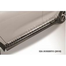 Пороги труба 76 мм чёрная для Kia Sorento 2015-2020
