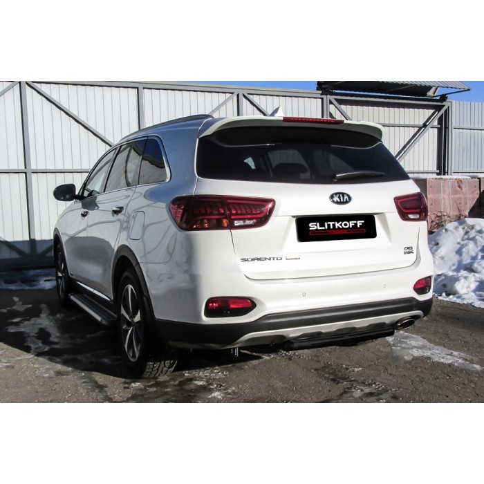 Защита заднего бампера 57 мм чёрная для Kia Sorento Prime 2018-2020 артикул KS17005B