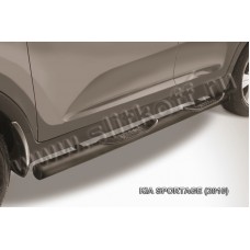 Пороги труба с накладками 76 мм чёрная для Kia Sportage 2010-2015