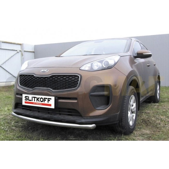 Защита переднего бампера 57 мм серебристая для Kia Sportage 2016-2018 артикул KSP16001S