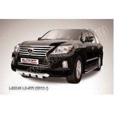 Защита переднего бампера 76 мм с профильной ЗК для Lexus LX-570 2012-2023