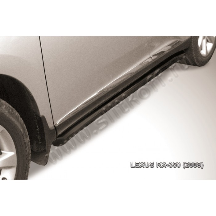 Пороги труба 57 мм с гибами чёрная для Lexus RX-270/350/450 2009-2012 артикул LRX35012B