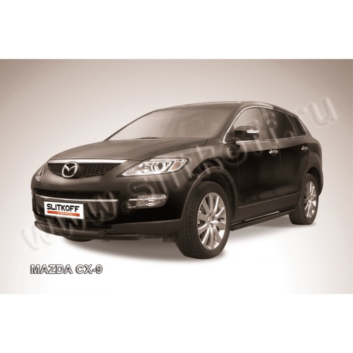 Защита передняя двойная 57-57 мм чёрная для Mazda CX-9 2007-2012 артикул MZCX9003B