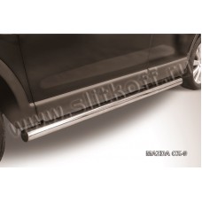 Пороги труба 76 мм серебристая для Mazda CX-9 2007-2012