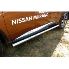 Пороги труба 76 мм серебристая для Nissan Murano 2016-2023