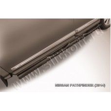 Пороги труба с накладками 76 мм чёрная для Nissan Pathfinder 2014-2020