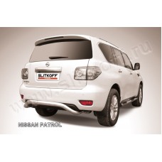 Защита заднего бампера 76 мм скоба серебристая для Nissan Patrol 2010-2023