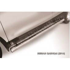 Пороги труба 76 мм серебристая для Nissan Qashqai 2014-2023