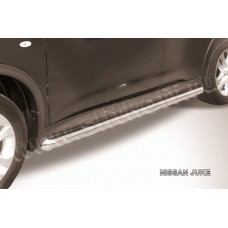 Пороги труба 57 мм серебристая для Nissan Juke 2WD 2010-2018