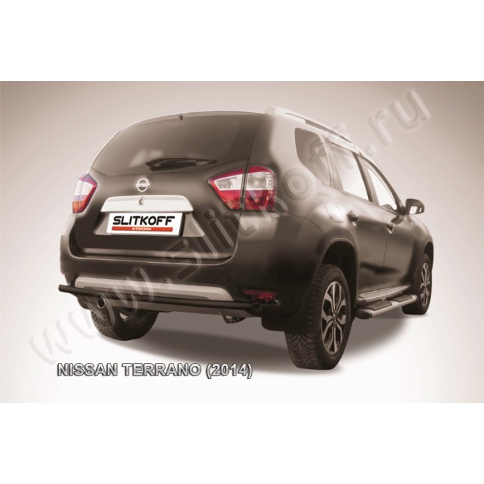 Защита заднего бампера 42 мм чёрная для Nissan Terrano 2014-2022 артикул NTER14010B