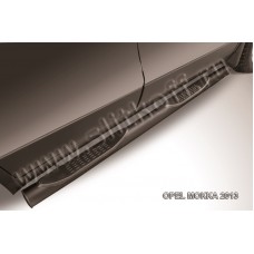 Пороги труба с накладками 76 мм чёрная для Opel Mokka 2012-2022