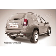 Защита заднего бампера двойная 42-42 мм чёрная для Renault Duster 2011-2015
