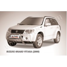 Кенгурятник 76 мм низкий серебристый для Suzuki Grand Vitara 2008-2011