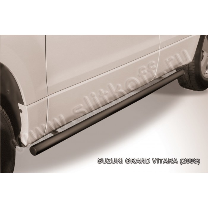 Пороги труба 57 мм чёрная для Suzuki Grand Vitara 2008-2011 артикул SGV08011B