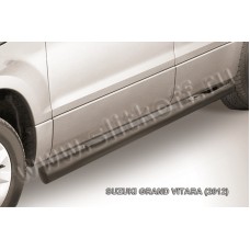 Пороги труба 76 мм чёрная для Suzuki Grand Vitara 2012-2015