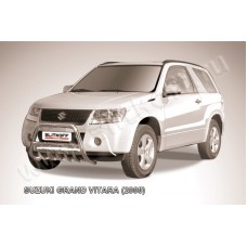 Кенгурятник 57 мм низкий c защитой картера для Suzuki Grand Vitara 3 двери 2008-2011