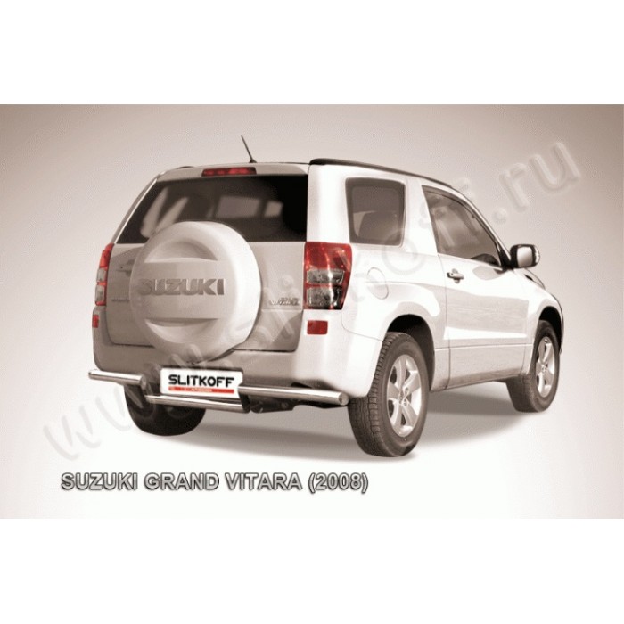 Защита заднего бампера 57 мм волна серебристая для Suzuki Grand Vitara 3 двери 2008-2011 артикул SGV3D08014S