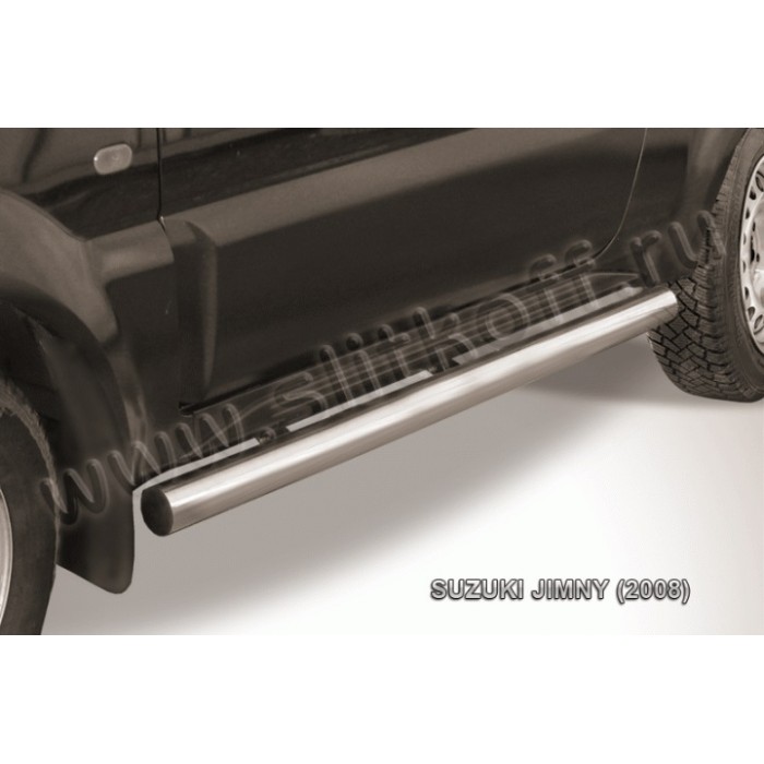 Пороги труба 76 мм серебристая для Suzuki Jimny 19988-2018 артикул SJ006S