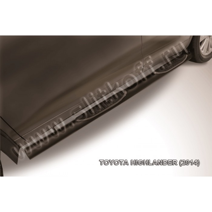 Пороги труба с накладками 76 мм чёрная для Toyota Highlander 2014-2016 артикул THI14008B