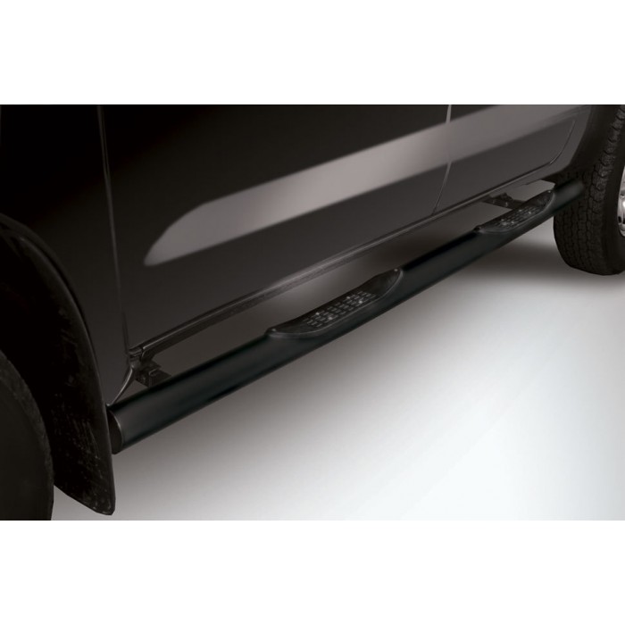 Пороги труба с накладками 76 мм чёрная для Toyota Hilux 2011-2015 артикул THL11003B