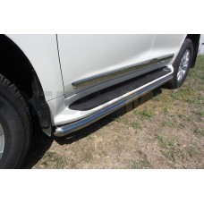 Защита штатных порогов 57 мм серебристая для Toyota Land Cruiser 200 2015-2023