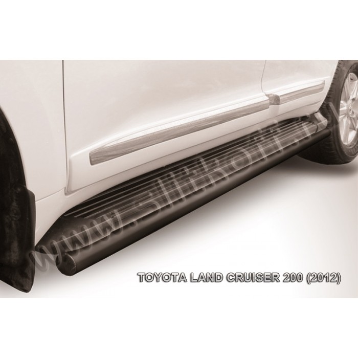 Защита штатных порогов 57 мм чёрная для Toyota Land Cruiser 200 2012-2013 артикул TLC212016B