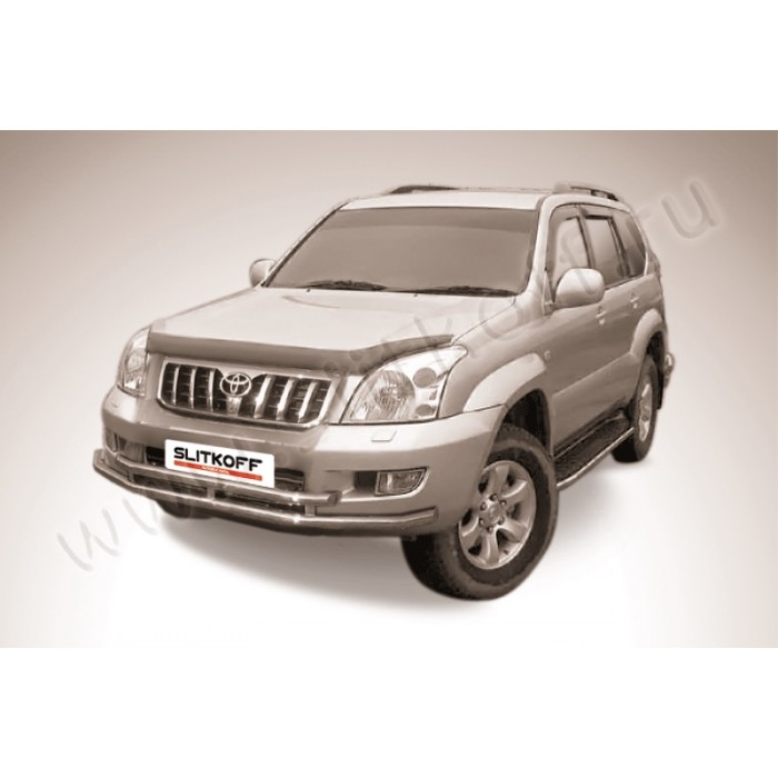 Защита передняя двойная 57-57 мм для Toyota Land Cruiser Prado 120 2002-2009 артикул TLCP003