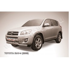 Защита передняя двойная 57-57 мм серебристая для Toyota RAV4 2009-2010