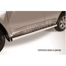 Пороги труба 76 мм серебристая для Toyota RAV4 2010-2013