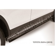 Пороги труба с накладками 76 мм чёрная для Toyota RAV4 2013-2015