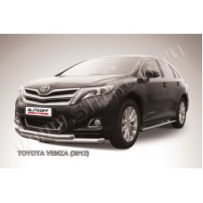 Защита передняя двойная 76-57 мм серебристая для Toyota Venza 2012-2017