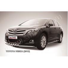 Защита переднего бампера 57 мм с декоративными элементами для Toyota Venza 2012-2017