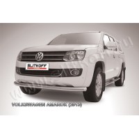 Защита переднего бампера 76 мм серебристая для Volkswagen Amarok 2010-2016