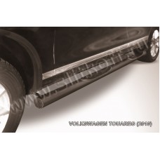 Пороги труба с накладками 76 мм чёрная для Volkswagen Touareg 2010-2017