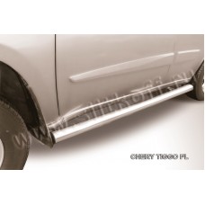 Пороги труба 76 мм серебристая для Chery Tiggo FL 2013-2018