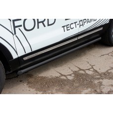 Пороги труба 76 мм чёрная для Ford Explorer 2015-2017