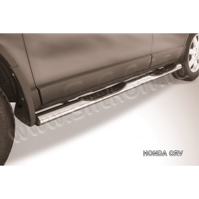Пороги труба с накладками 76 мм серебристая для Honda CR-V 2010-2012 артикул HCRV005S
