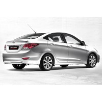 Защита заднего бампера 42 мм серебристая для Hyundai Solaris 2010-2017