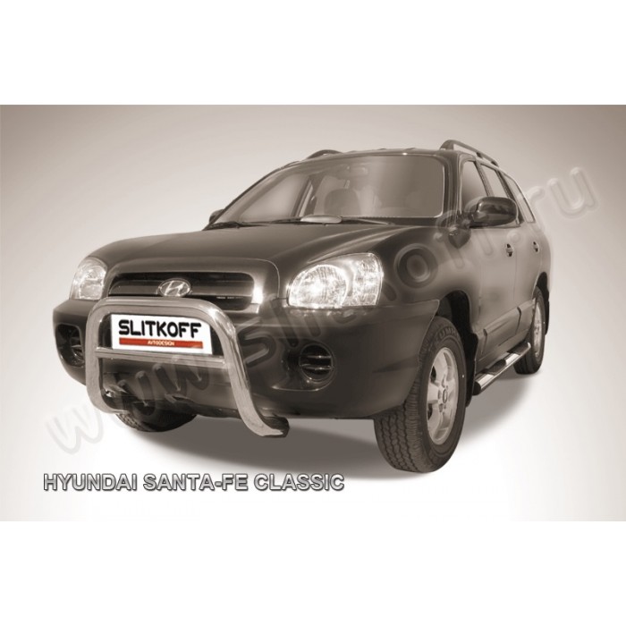 Кенгурятник 76 мм низкий для Hyundai Santa Fe Сlassic 2000-2012 артикул HSFT004