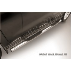 Пороги труба с накладками 76 мм серебристая для Haval H2 2014-2023