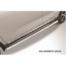 Пороги труба 76 мм серебристая для Kia Sorento 2015-2020