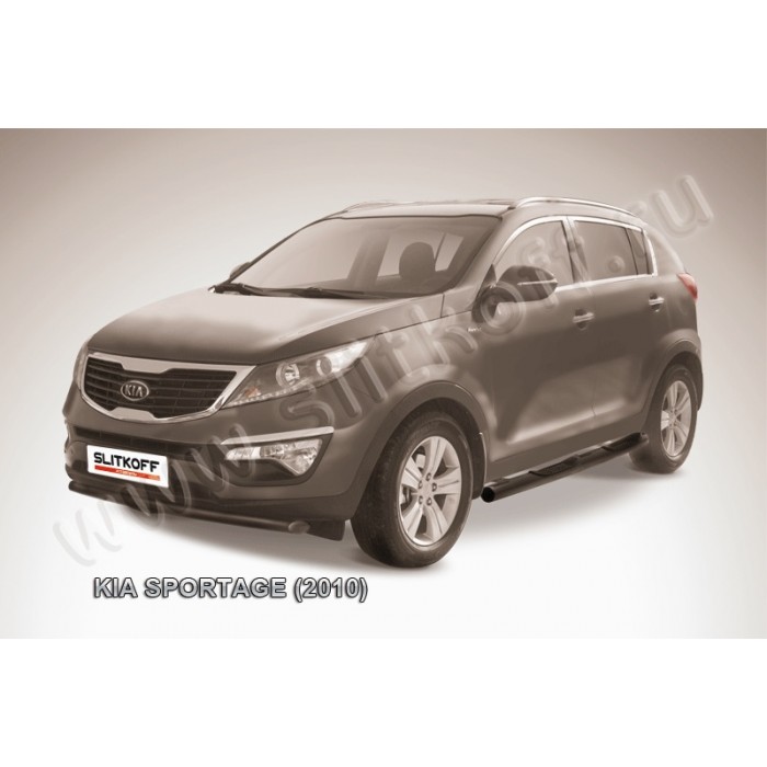 Защита переднего бампера 57 мм чёрная для Kia Sportage 2010-2015 артикул KSP010005B