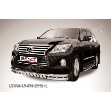 Защита передняя двойная 57-57 мм с ЗК для Lexus LX-570 2012-2023