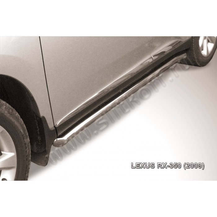 Пороги труба 57 мм с гибами серебристая для Lexus RX-270/350/450 2009-2012 артикул LRX35012S