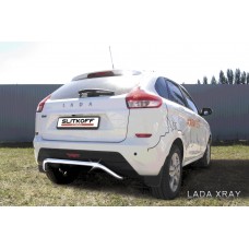 Защита заднего бампера 42 мм скоба серебристая для Lada XRay 2016-2022