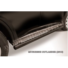 Пороги труба 57 мм чёрная для Mitsubishi Outlander 2012-2014