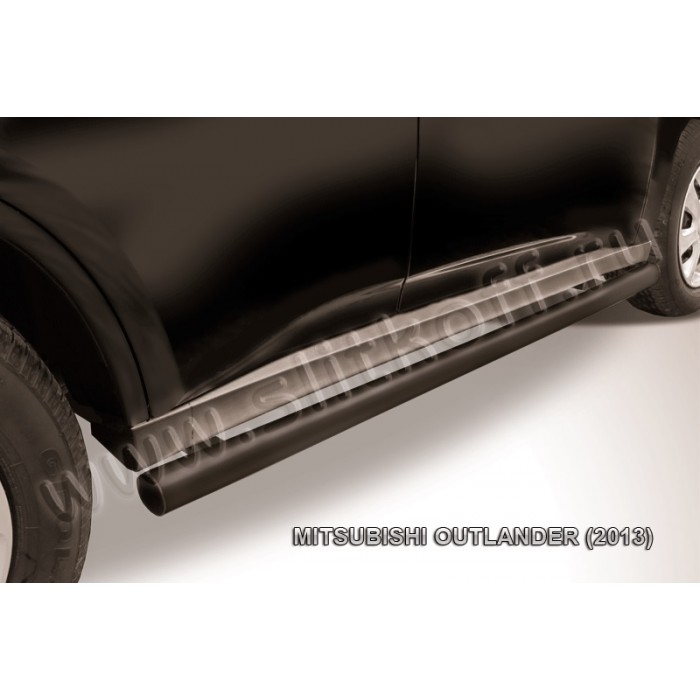 Пороги труба 57 мм чёрная для Mitsubishi Outlander 2012-2014 артикул MOUT13007B